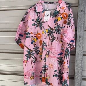 Men's Pink Tropical Print Shirt